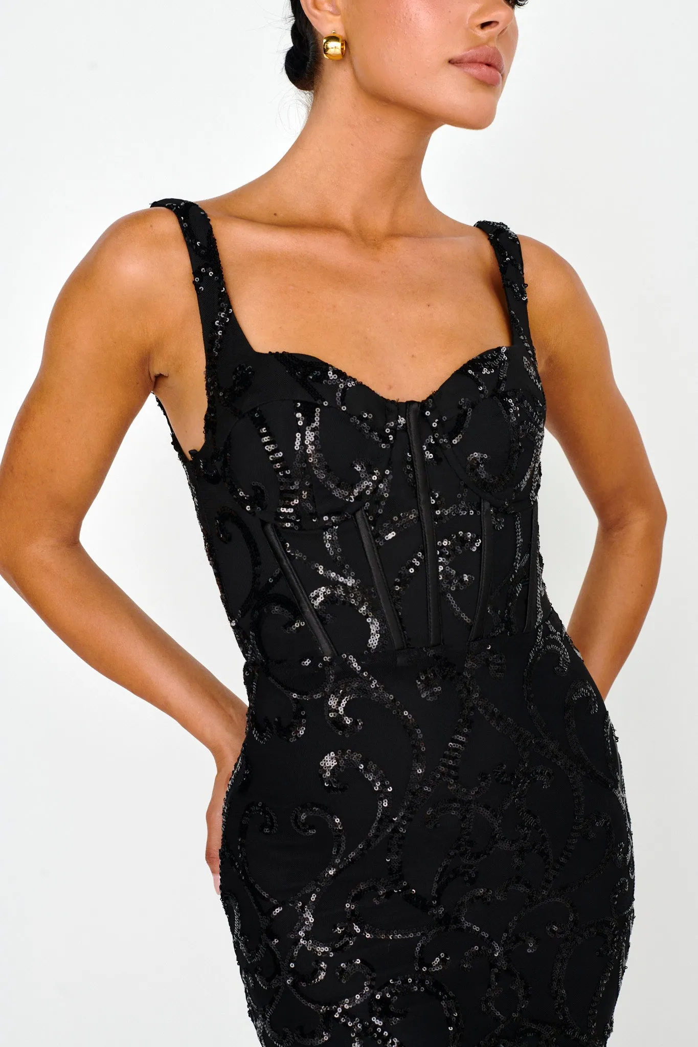 Kaden Sequin Embellished Mini Dress Black sold by Selfie Leslie product image thumbnail 4