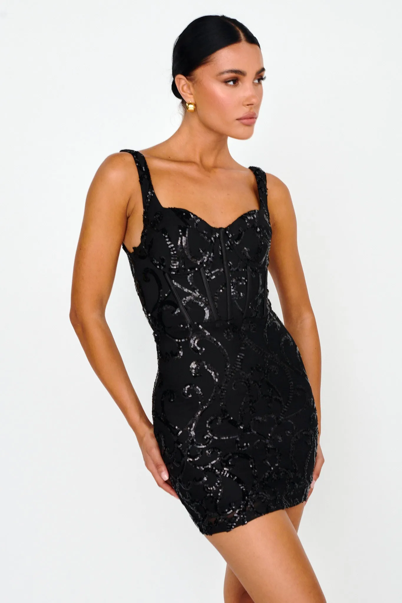 Kaden Sequin Embellished Mini Dress Black sold by Selfie Leslie product image thumbnail 5