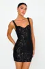 Kaden Sequin Embellished Mini Dress Black sold by Selfie Leslie