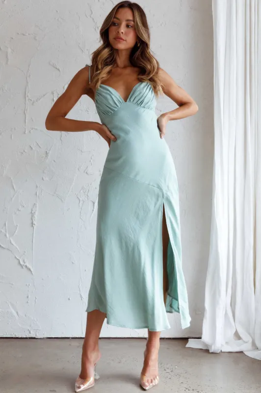 Clovelly Tied Shoulder Midi Dress Sage sold by Selfie Leslie