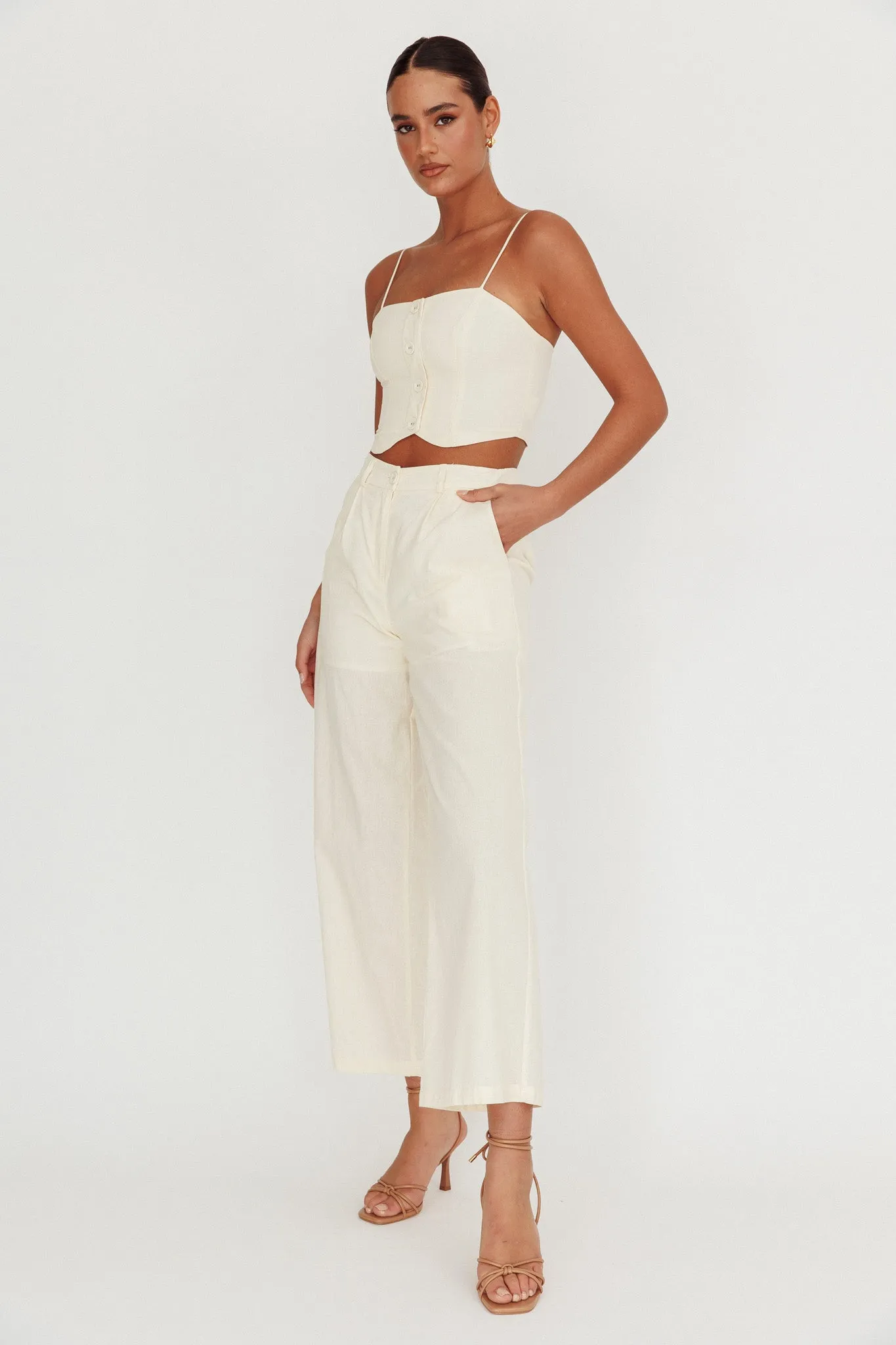 Breathless Wide Leg Pant Oat sold by Selfie Leslie