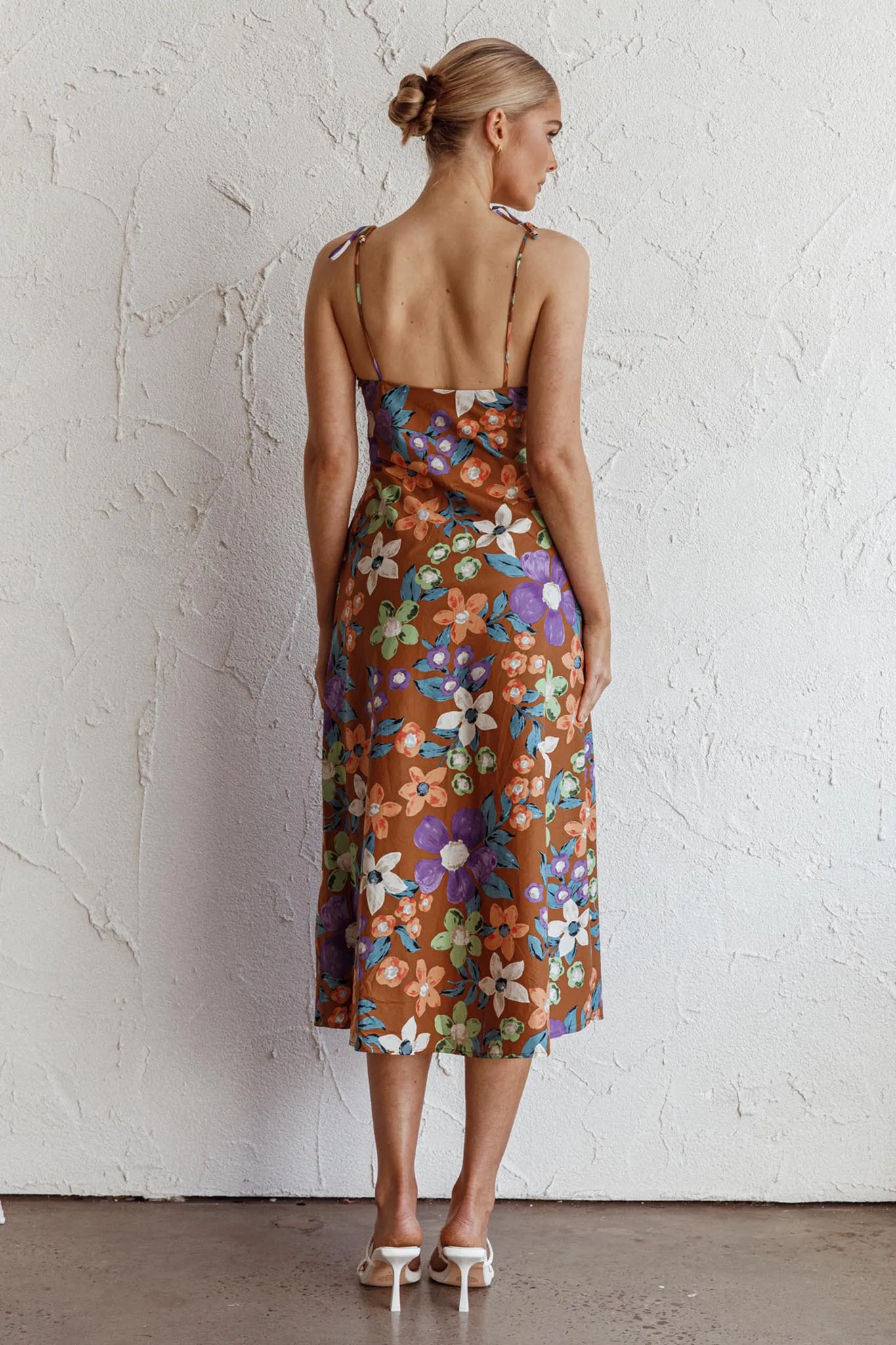 Clovelly Tied Shoulder Midi Dress Flower Terracotta sold by Selfie Leslie product image thumbnail 2
