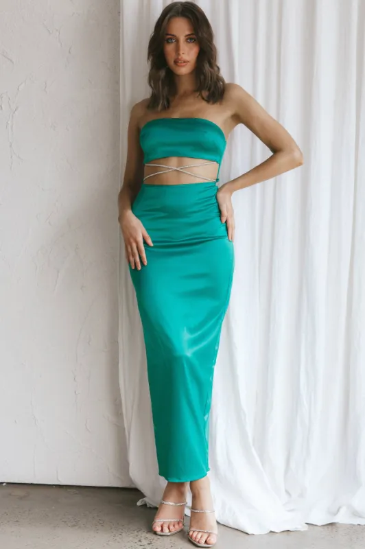 Nohemi Strapless Diamante Maxi Dress Green sold by Selfie Leslie