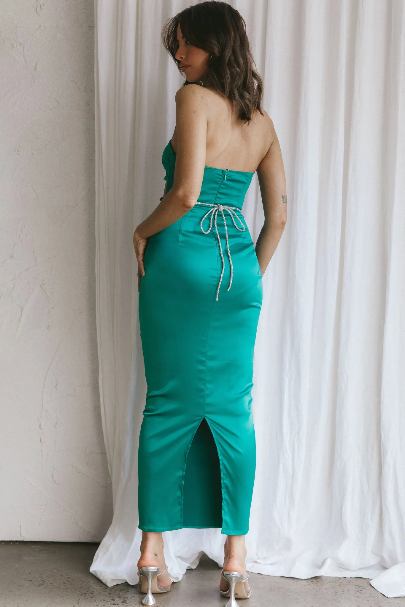 Nohemi Strapless Diamante Maxi Dress Green sold by Selfie Leslie product image thumbnail 2