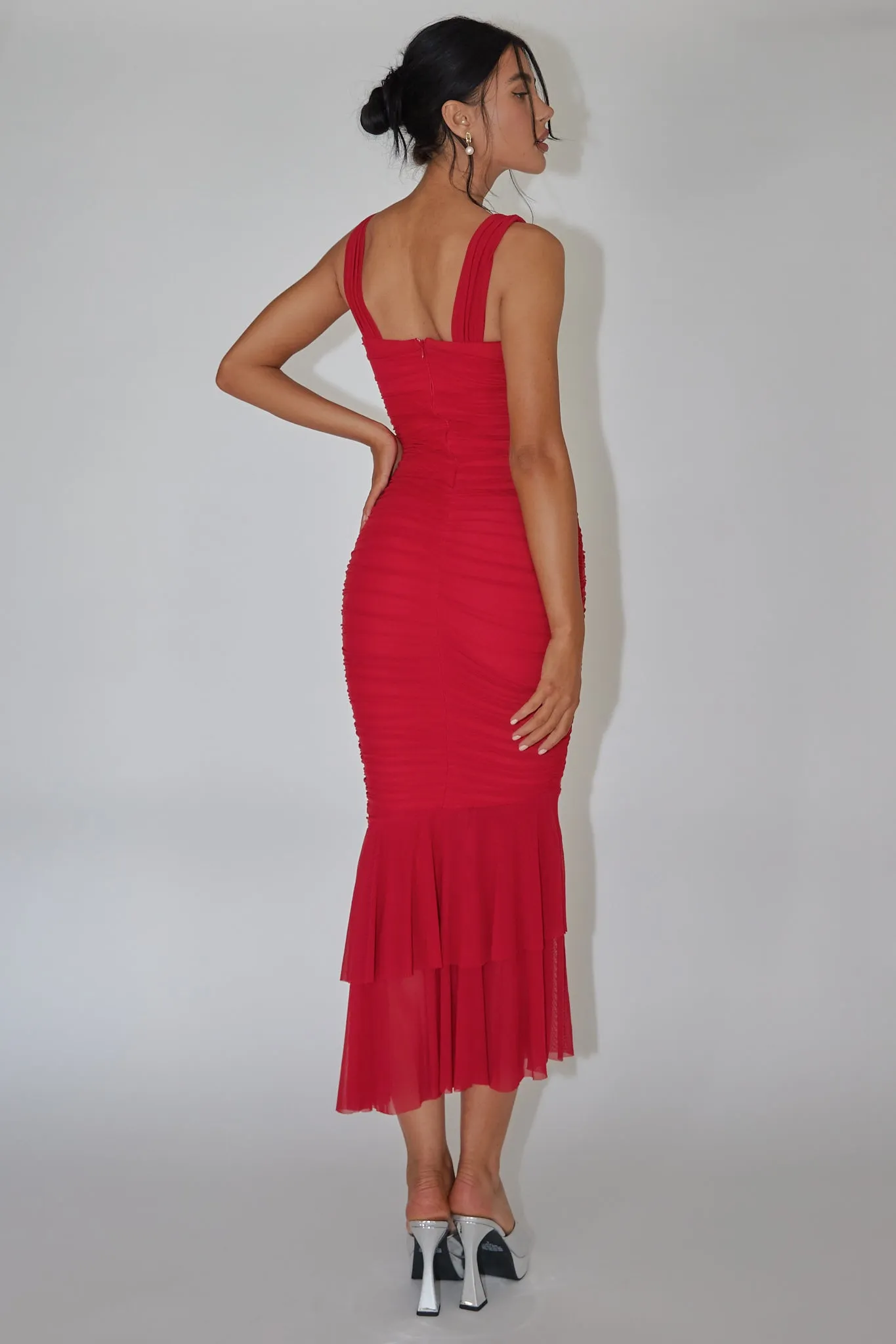 Nadia Ruched Fishtail Maxi Dress Red sold by Selfie Leslie product image thumbnail 2