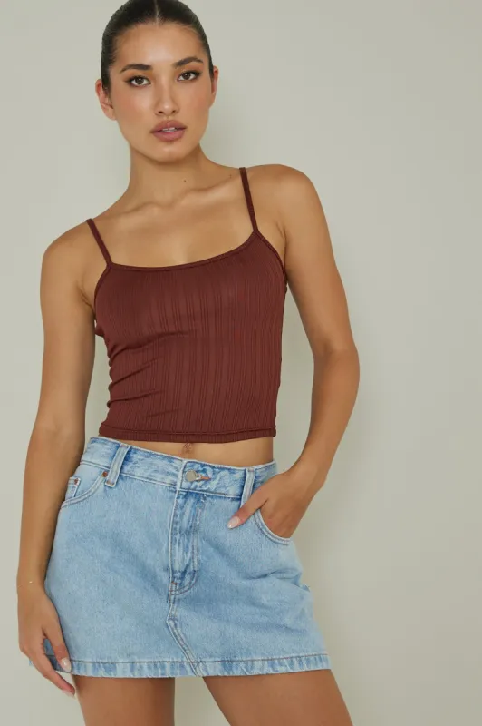 Sold Out Ribbed Cami Top Chocolate sold by Selfie Leslie