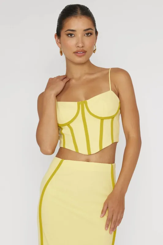 Ferrera Piping Trim Crop Top Yellow sold by Selfie Leslie
