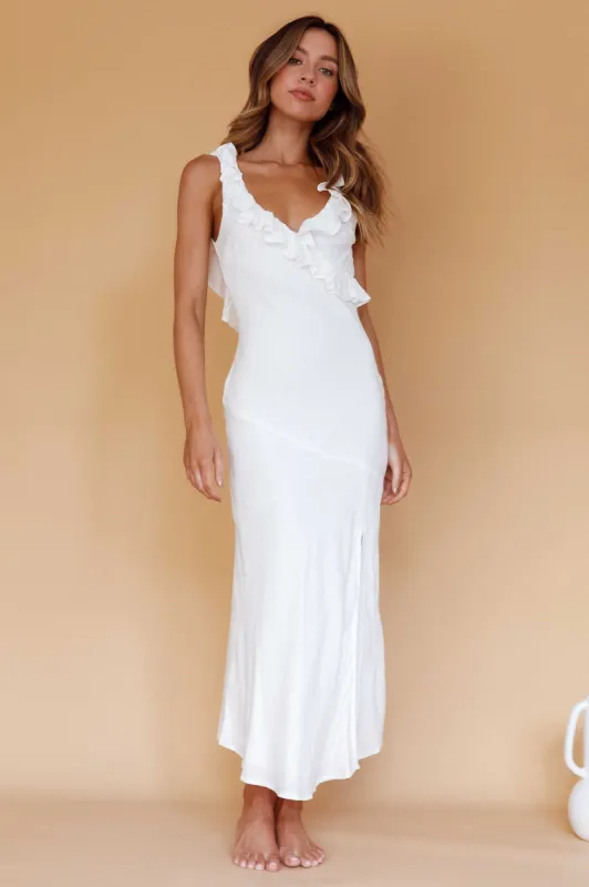 Alba Frill Trim Midi Dress White sold by Selfie Leslie