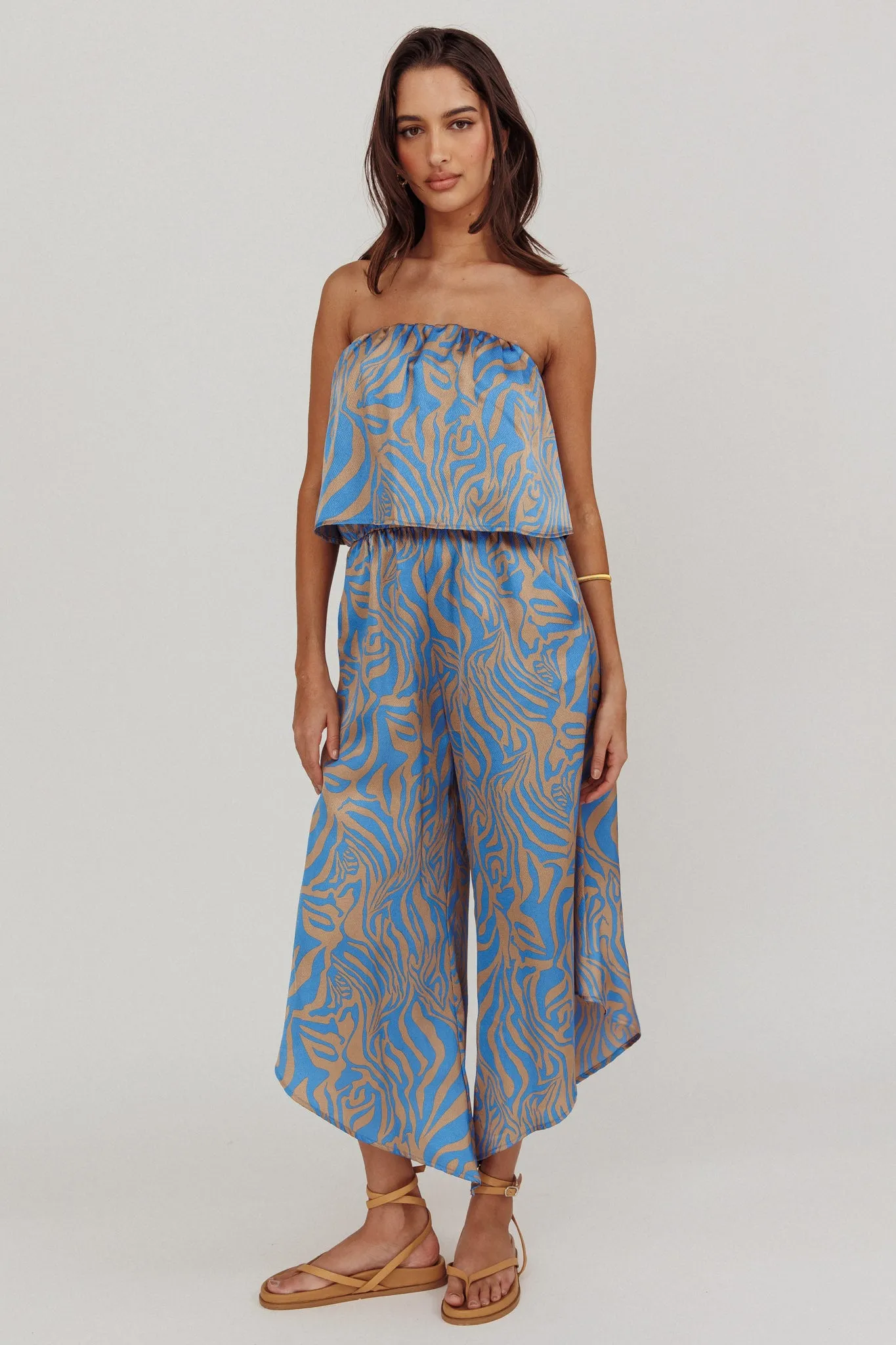 Tongue Tied Printed Strapless Jumpsuit Blue sold by Selfie Leslie product image thumbnail 5