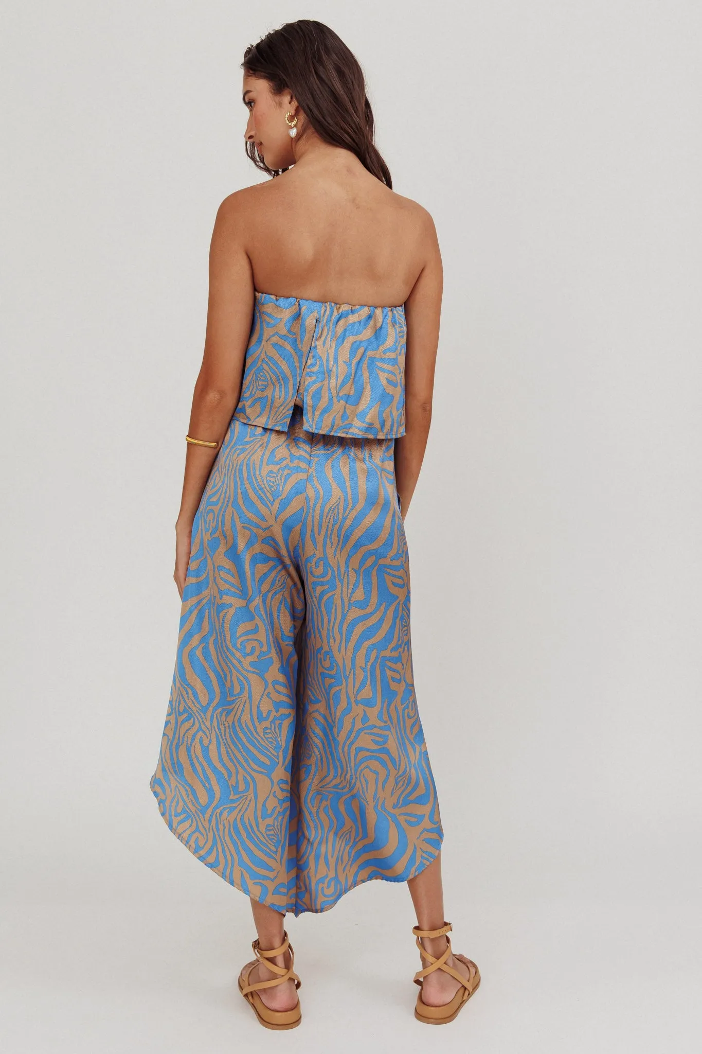 Tongue Tied Printed Strapless Jumpsuit Blue sold by Selfie Leslie product image thumbnail 2