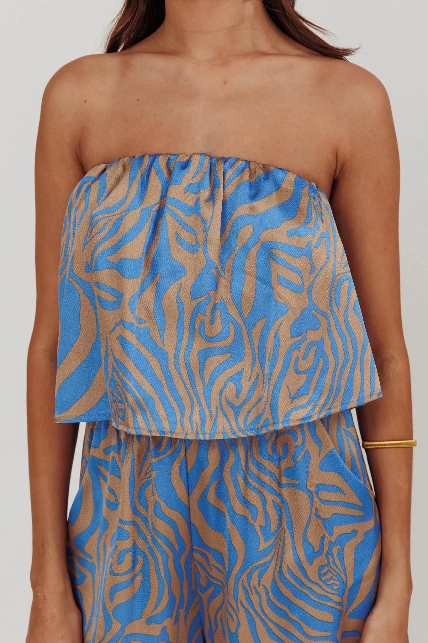 Tongue Tied Printed Strapless Jumpsuit Blue sold by Selfie Leslie product image thumbnail 4