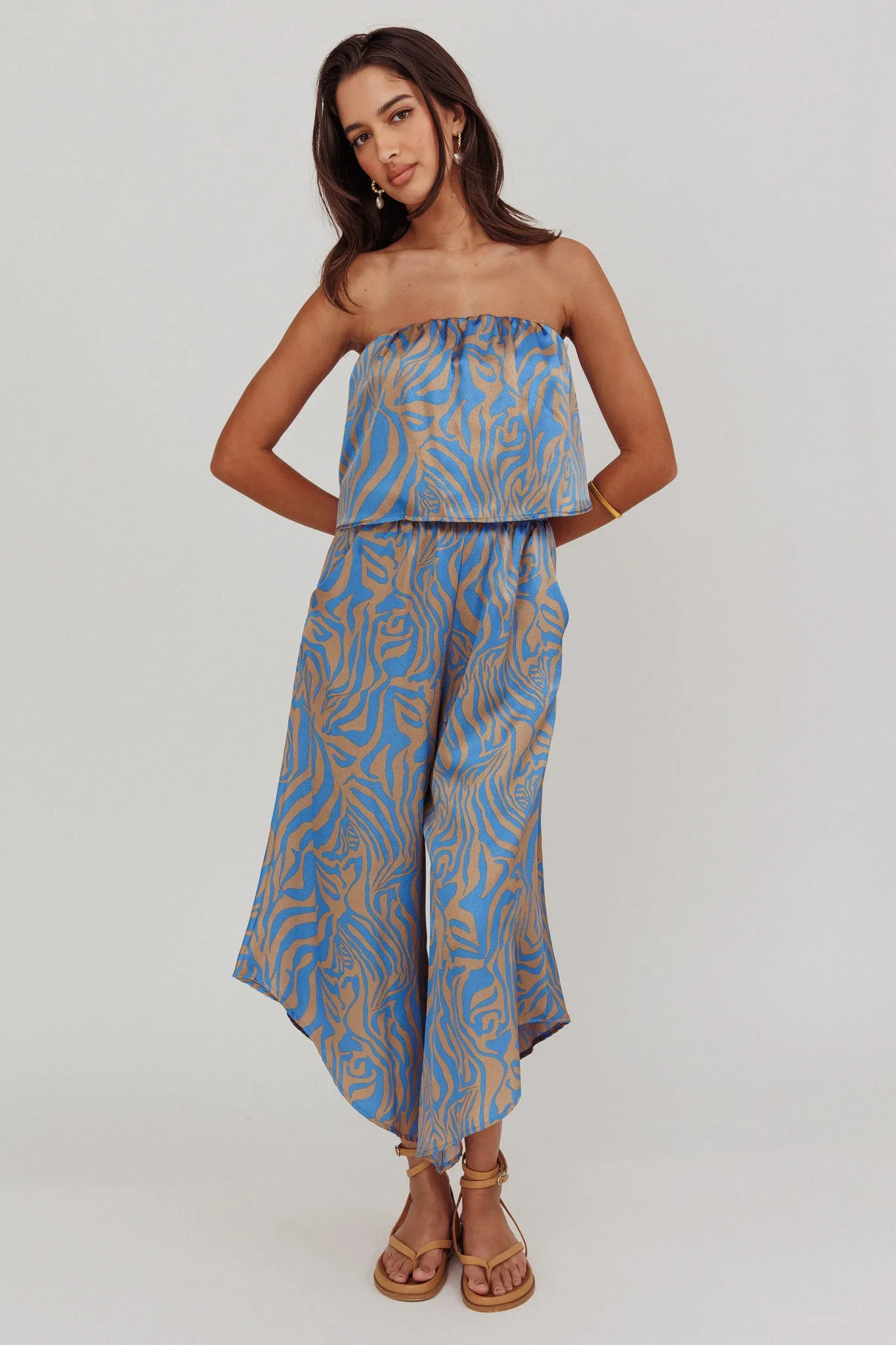 Tongue Tied Printed Strapless Jumpsuit Blue sold by Selfie Leslie product image thumbnail 3