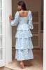 Provence Bloom Long Sleeve Maxi Dress Floral Blue sold by Selfie Leslie