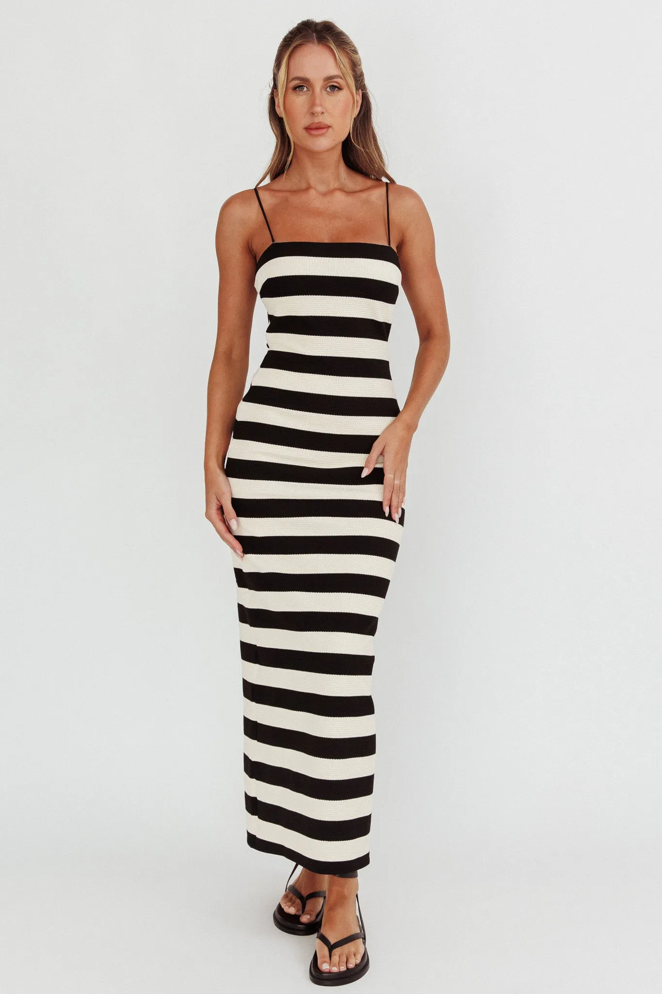 Gracey Cami Strap Maxi Dress Stripe Black sold by Selfie Leslie product image thumbnail 3