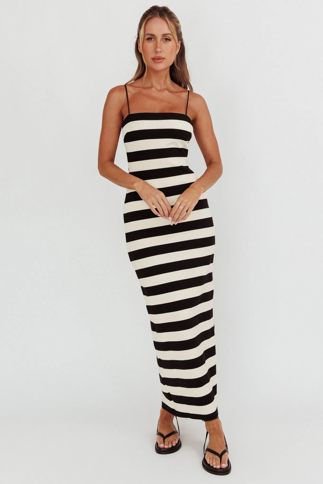 Gracey Cami Strap Maxi Dress Stripe Black sold by Selfie Leslie product image thumbnail 5