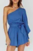 Summer Lover One-Shoulder Long Sleeve Romper Blue sold by Selfie Leslie