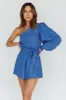 Summer Lover One-Shoulder Long Sleeve Romper Blue sold by Selfie Leslie