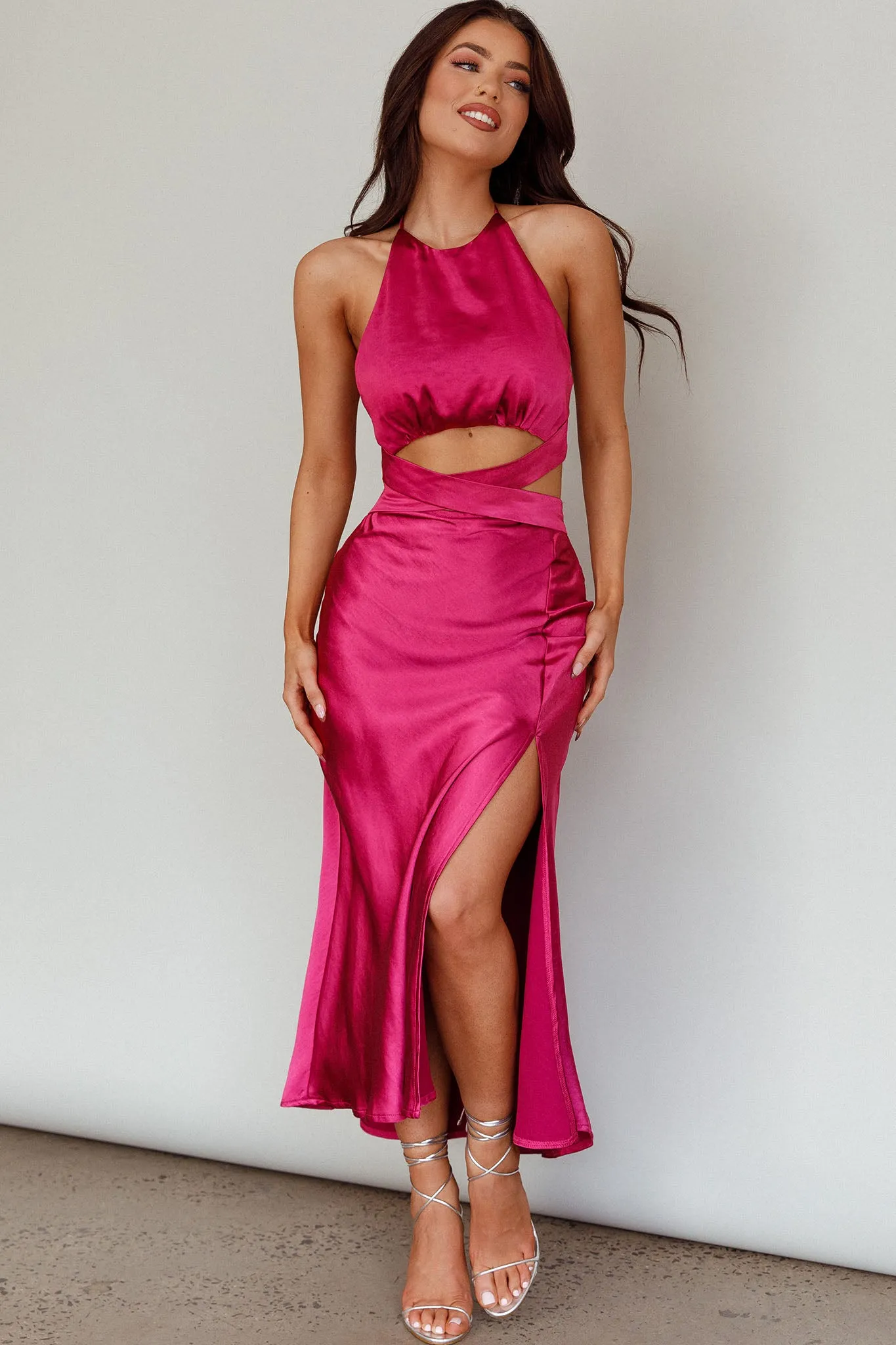 Social Butterfly Cut-Out Waist Midi Dress Fuchsia sold by Selfie Leslie product image thumbnail 5