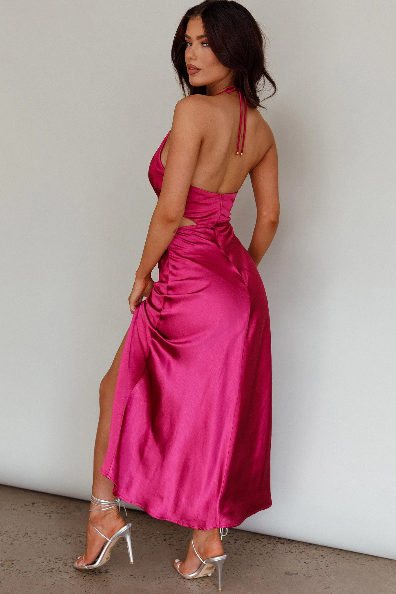 Social Butterfly Cut-Out Waist Midi Dress Fuchsia sold by Selfie Leslie product image thumbnail 2