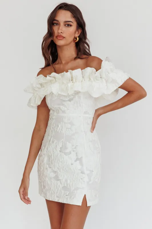 Memoire Off-Shoulder Textured Mini Dress White sold by Selfie Leslie