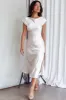 Lucinda Twist Back Midi Dress Champagne sold by Selfie Leslie