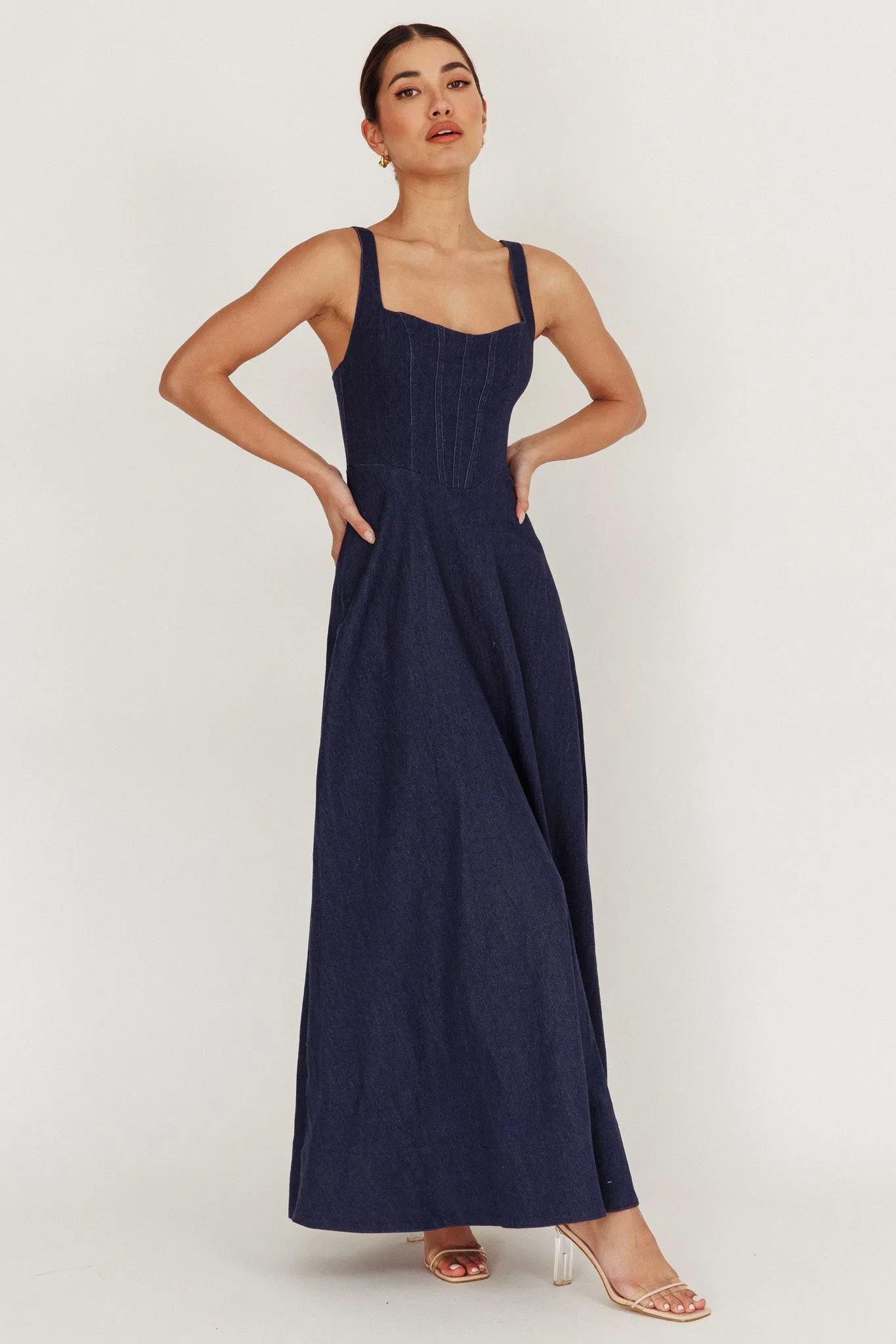 Talissa A-Line Maxi Denim Dress Indigo sold by Selfie Leslie product image thumbnail 5