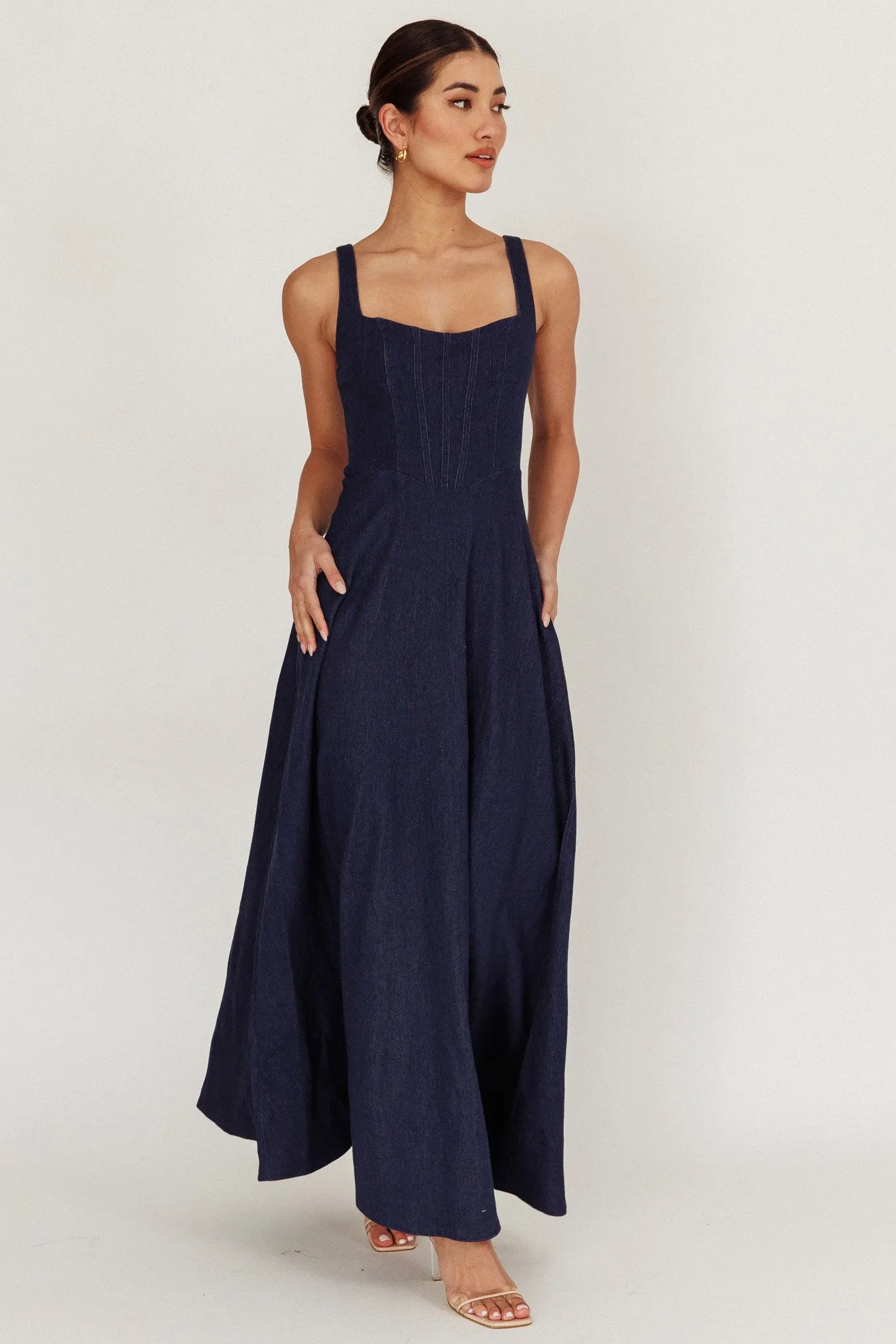 Talissa A-Line Maxi Denim Dress Indigo sold by Selfie Leslie