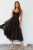 Smitten Sweetheart Neckline Chiffon Midi Dress Black Sparkle sold by Selfie Leslie