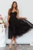 Smitten Sweetheart Neckline Chiffon Midi Dress Black Sparkle sold by Selfie Leslie