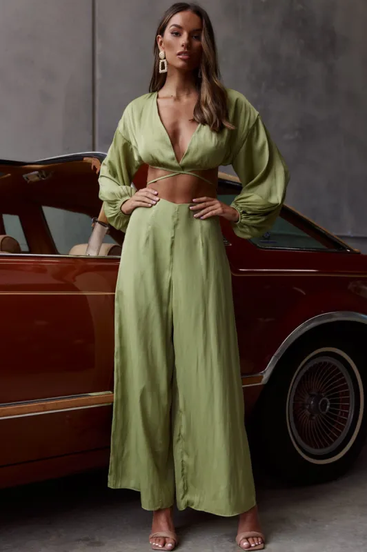 Lilian Wide Legs Pants Olive sold by Selfie Leslie