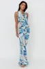 Cassiopeia Open Back Maxi Dress Abstract Blue sold by Selfie Leslie