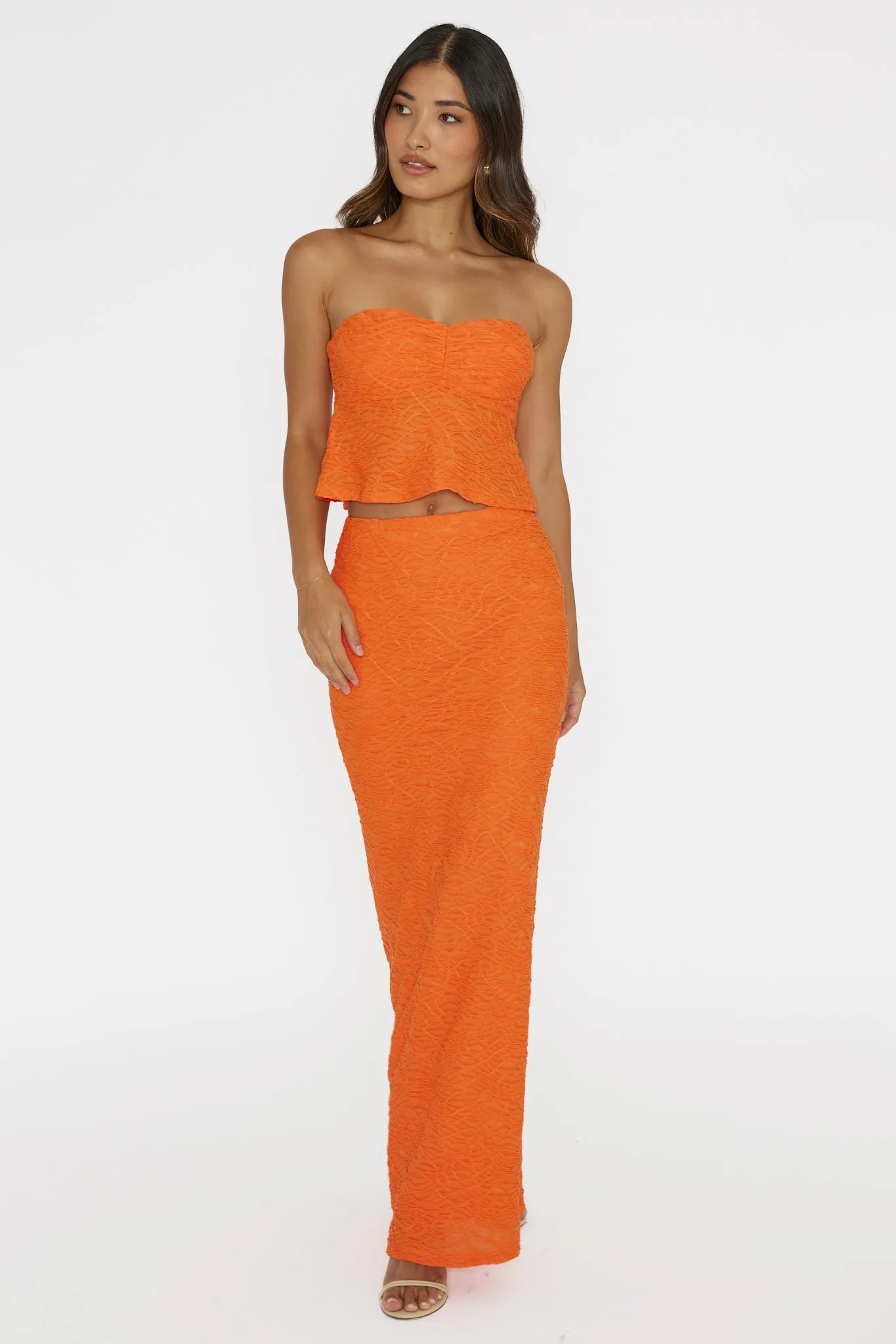 Chat Me Up Embellished Maxi Skirt Tangerine sold by Selfie Leslie product image thumbnail 5