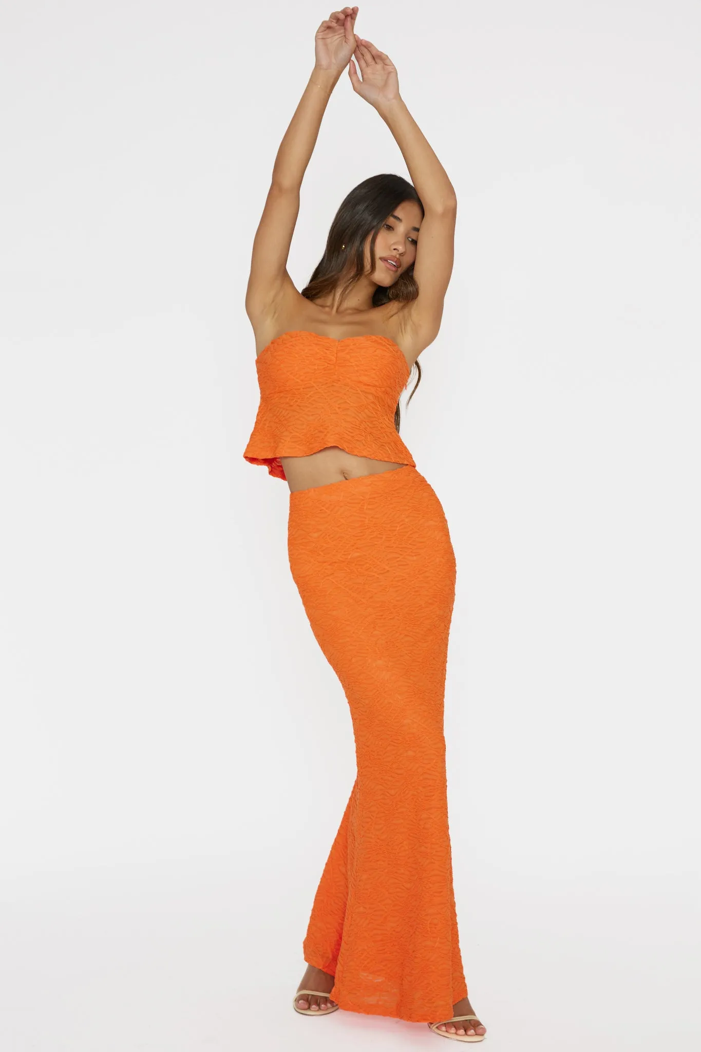 Chat Me Up Embellished Maxi Skirt Tangerine sold by Selfie Leslie product image thumbnail 3