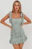 Neriah Tied Shoulder Lace Mini Dress Sage sold by Selfie Leslie