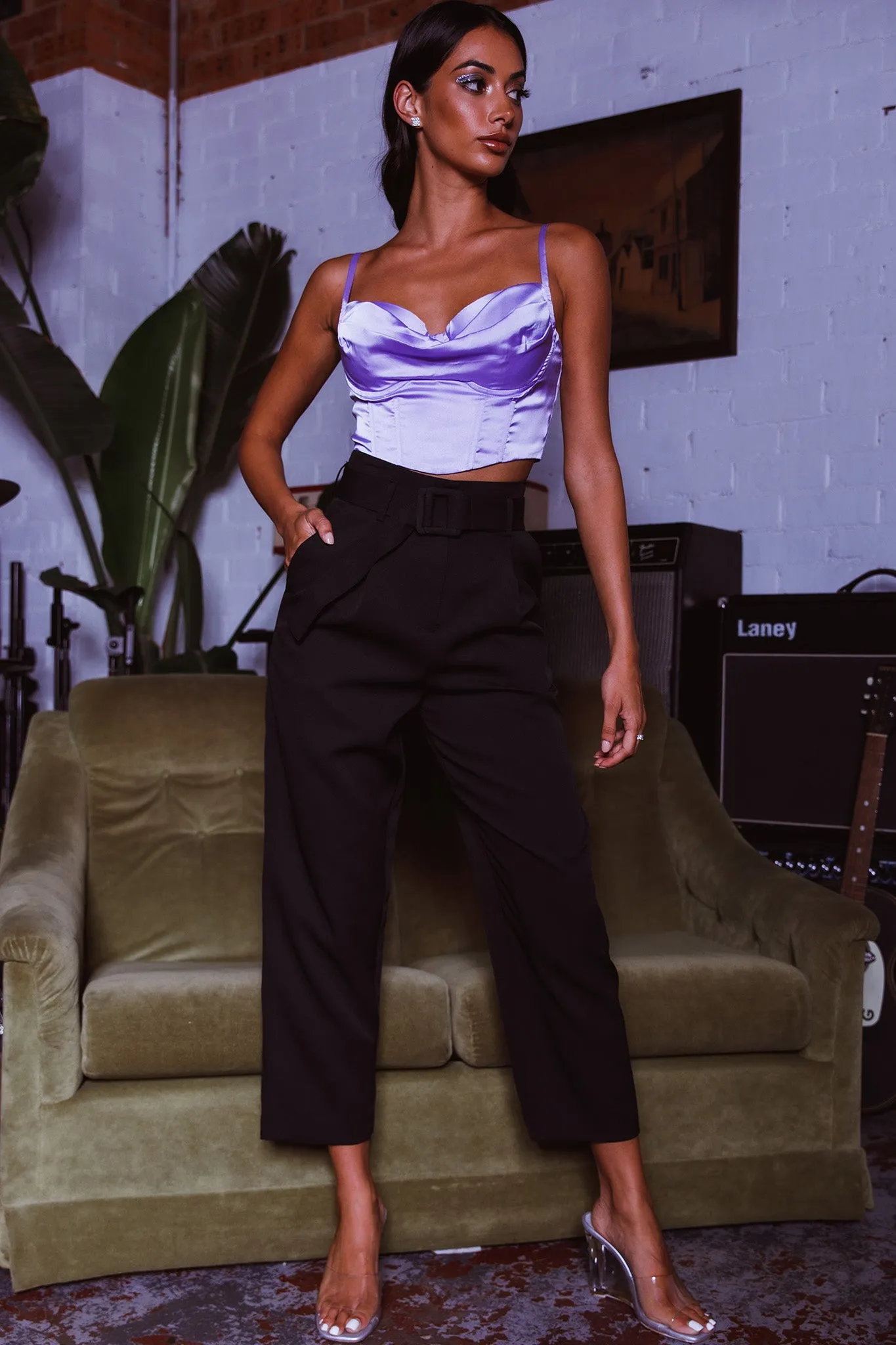 Lila Cowl Neck Corset Top Lilac sold by Selfie Leslie product image thumbnail 5