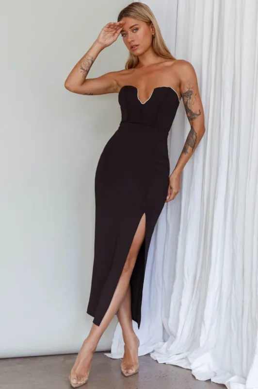 Mystic Diamante Neckline Midi Dress Black sold by Selfie Leslie