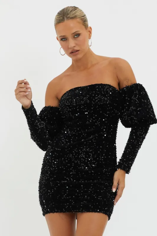 Merry & Bright Sequin Mini Dress Black sold by Selfie Leslie