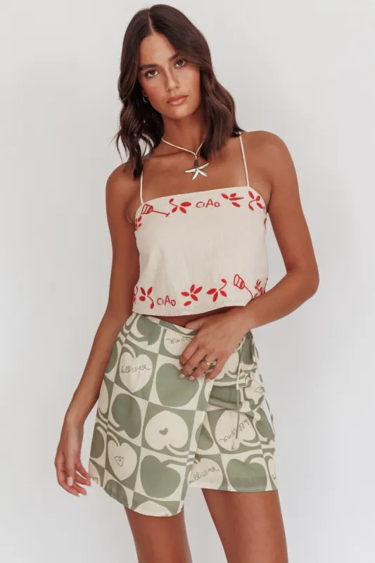 Sorrento Summer Embroidered Crop Top Oat sold by Selfie Leslie