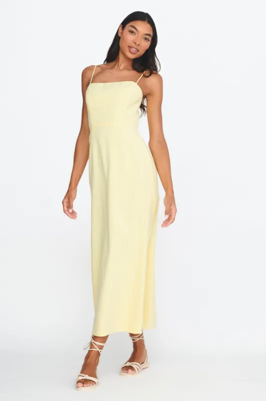 Light Hearted Square Neckline Maxi Dress Lemon sold by Selfie Leslie