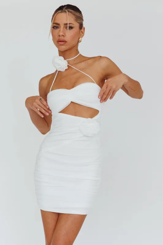 Calia Rose Accent Ruched Mini Dress White sold by Selfie Leslie