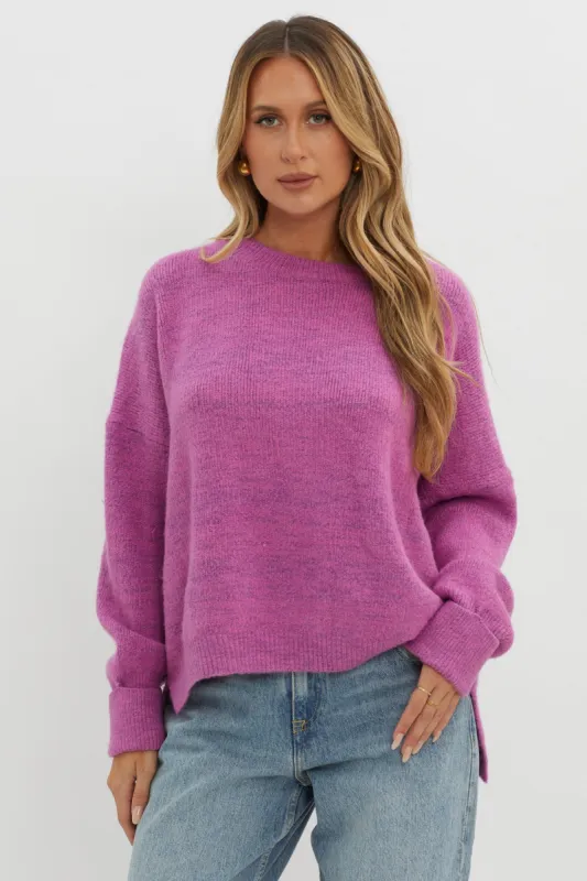 Kayce Dropped Shoulder Knit Sweater Fuchsia sold by Selfie Leslie