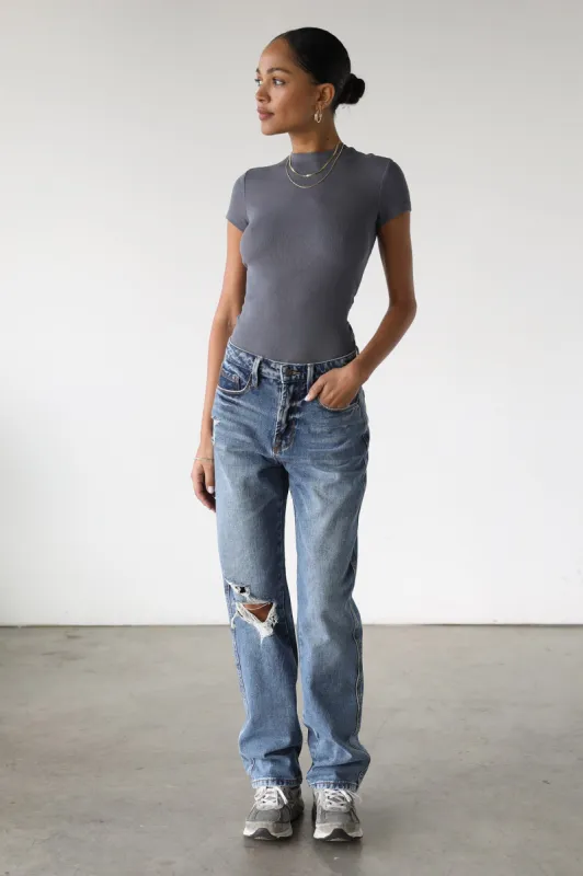 DOGMA High Rise Straight Leg Denim Jeans Dark Wash sold by Selfie Leslie