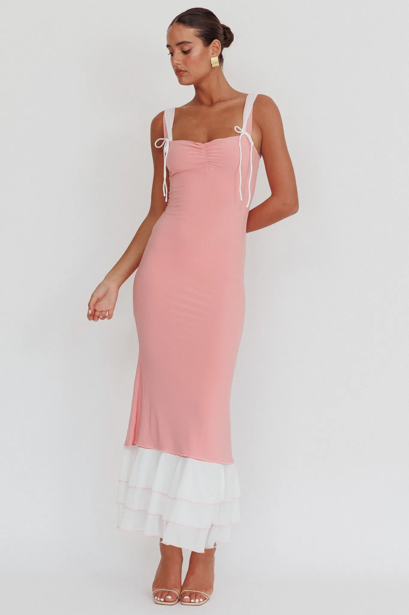 Daydreamers Ruffle Maxi Dress Pink sold by Selfie Leslie