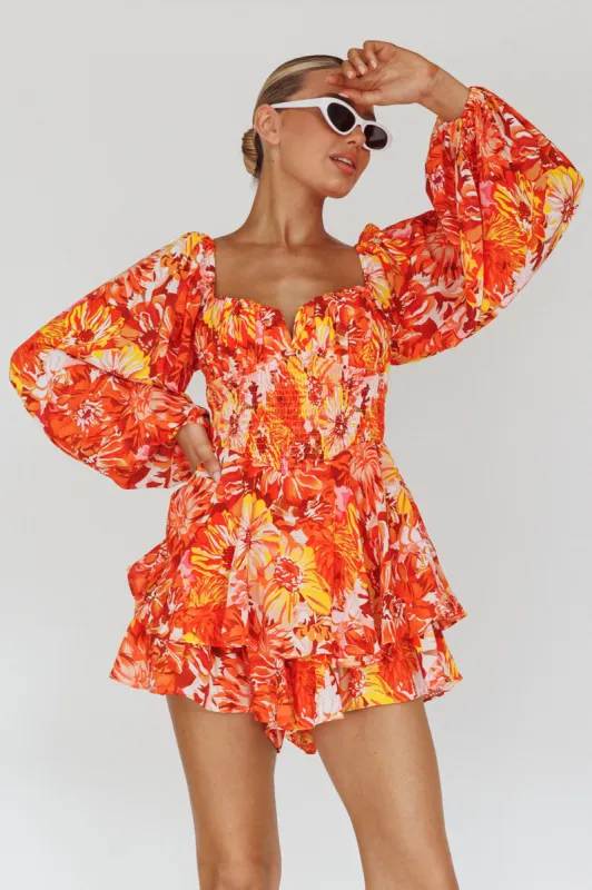 Evanice Shirred Waist Romper Floral Yellow sold by Selfie Leslie