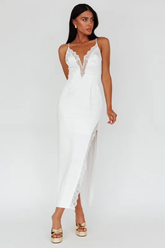 Salma Lace V-Neckline Midi Dress White sold by Selfie Leslie
