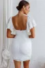 Aphrodite Molded Bust Angel Sleeve Wrap Dress Embroidered White sold by Selfie Leslie