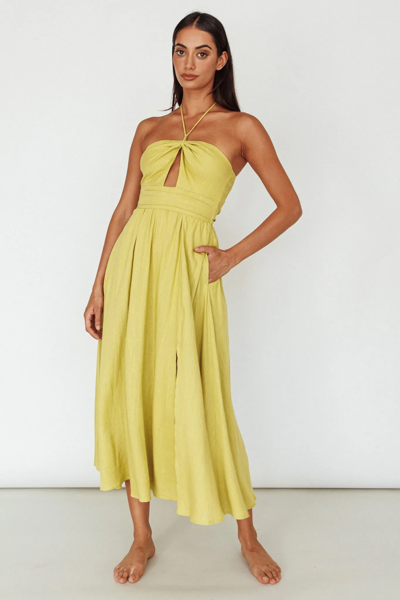 Maravilhosa Keyhole Halter Midi Dress Lime sold by Selfie Leslie product image thumbnail 3