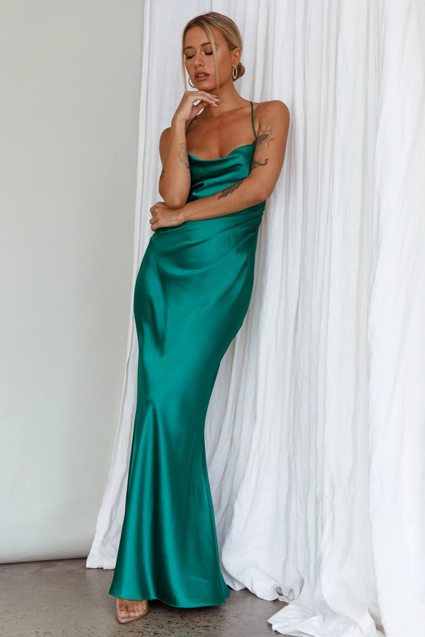 Palma Low Back Strappy Maxi Dress Emerald sold by Selfie Leslie product image thumbnail 5