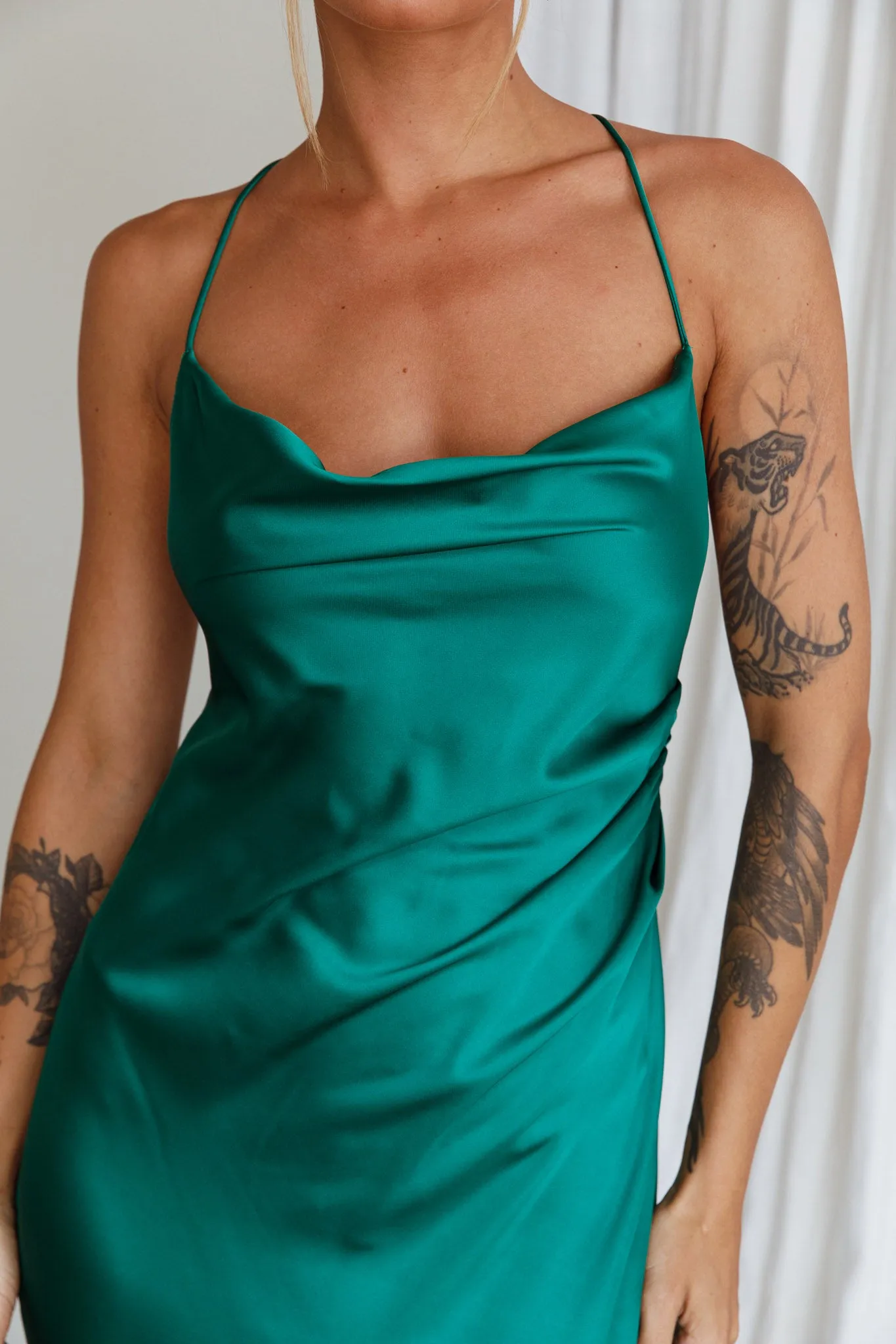 Palma Low Back Strappy Maxi Dress Emerald sold by Selfie Leslie product image thumbnail 4