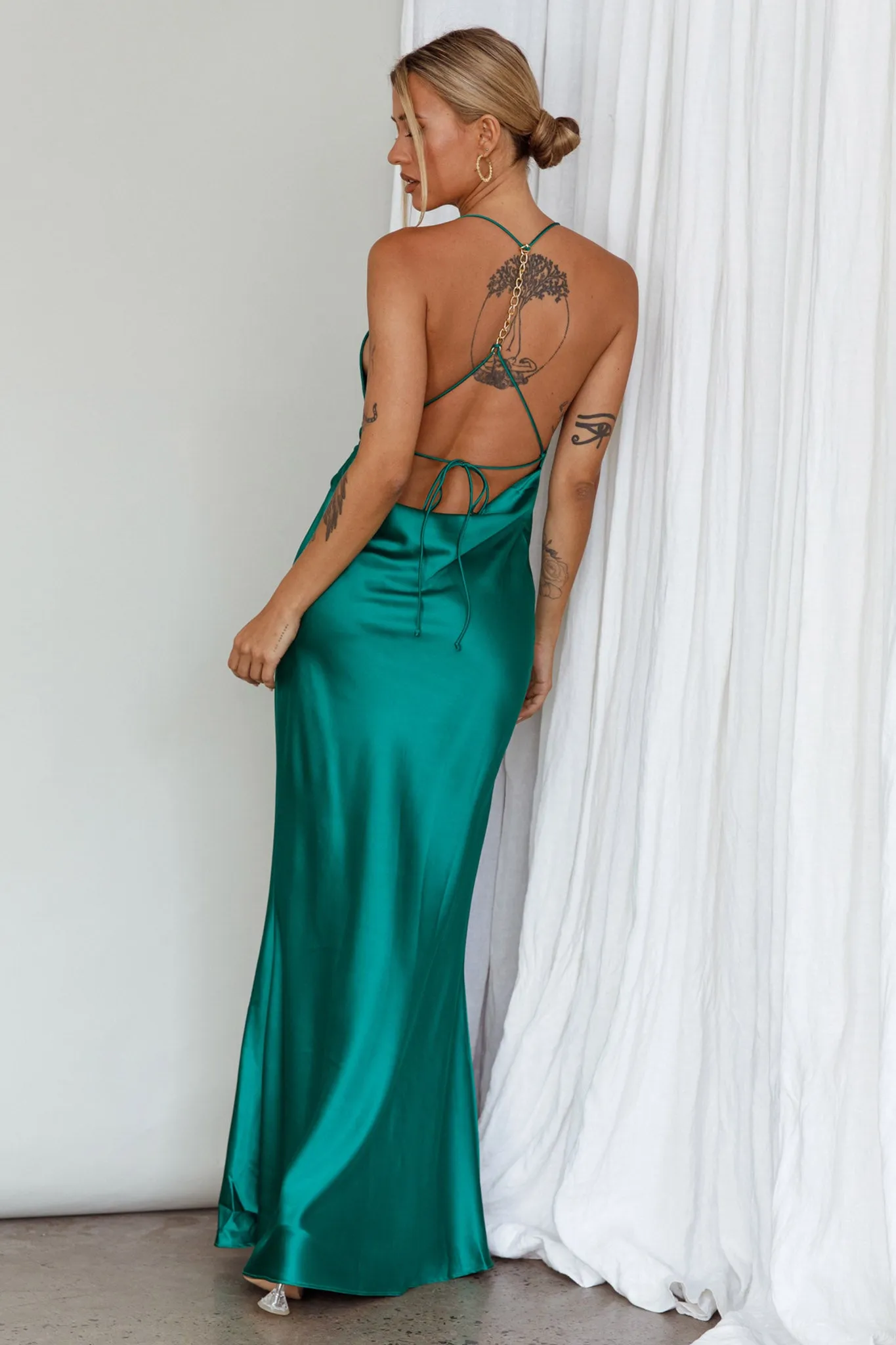 Palma Low Back Strappy Maxi Dress Emerald sold by Selfie Leslie product image thumbnail 2